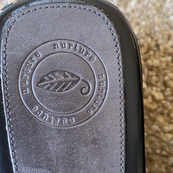 Women’s Nurture Black Peep-Toe Sandals - Picture 6 of 12